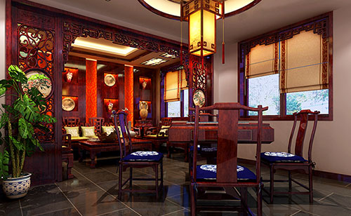 阜城古典中式风格茶楼包间设计装修效果图